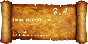 Haas Alfréda névjegykártya